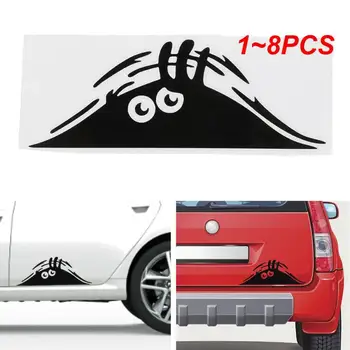 1 ~ 8ШТ Забавная креативная 3D наклейка с большими глазами для автомобиля, черная наклейка Выглядывающий монстр 19x7 см Для украшения автомобиля, Автотовары - Изображение 1  