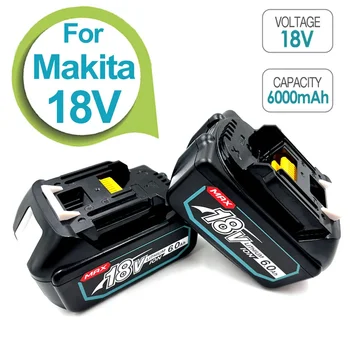 100% Оригинальная Аккумуляторная Батарея Makita 18V 6000mAh для Электроинструментов со Светодиодной Литий-ионной Заменой LXT BL1860B BL1860 BL1850 BL 1830 - Изображение 1  