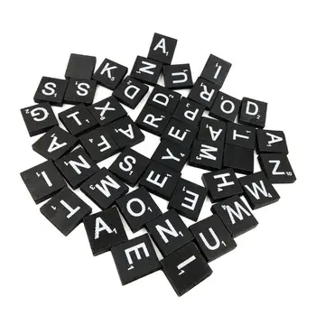 100 штук оптом, 26 деревянных букв алфавита, черные цифры для игры в рукоделие - Изображение 1  