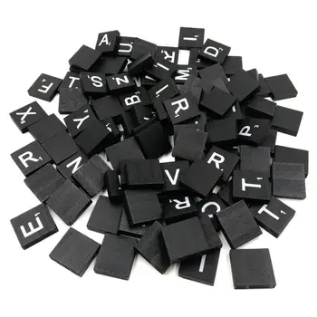 100 штук оптом, 26 деревянных букв алфавита, черные цифры для игры в рукоделие - Изображение 2  