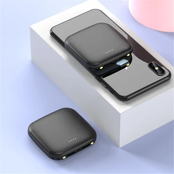 10000 мАч Мини Power Bank Портативное зарядное устройство с двумя USB Powerbank для Xiaomi iPhone 14 X Samsung S22 Внешний аккумулятор Poverbank Light - Изображение 1  