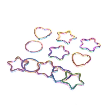 10шт Радужных брелоков с разрезным кольцом в виде сердца и звезды Брелки для ключей на каждый день Wea - Изображение 2  