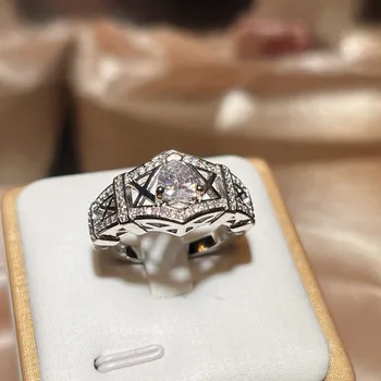 20203 новое изысканное и высококачественное дворцовое выдалбливаемое кольцо с супер-ярким любовным цирконом, подходит для обручальных колец. - Изображение 2  