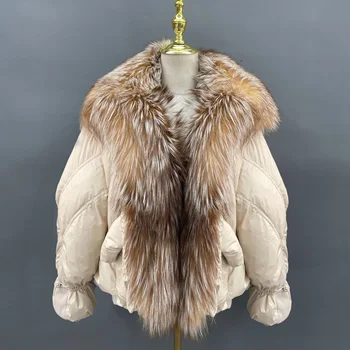 2023 Зимняя женская роскошная пуховая куртка из меха чернобурки и гусиного пуха - Изображение 1  