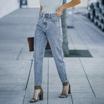 2023 Новые джинсы, женские джинсы с высокой талией, приталенная винтажная уличная одежда, повседневная мода, стрейчевые синие брюки-карандаш - Изображение 2  