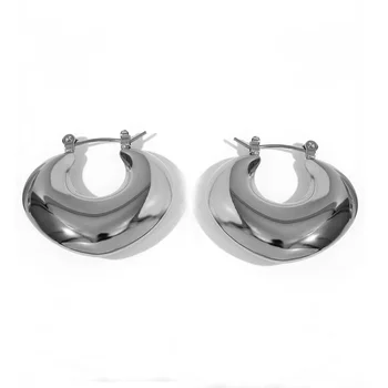 2023 Новые полые легкие массивные позолоченные серьги-кольца Для женщин, минималистичный водонепроницаемый обруч из нержавеющей стали с потускнением - Изображение 2  