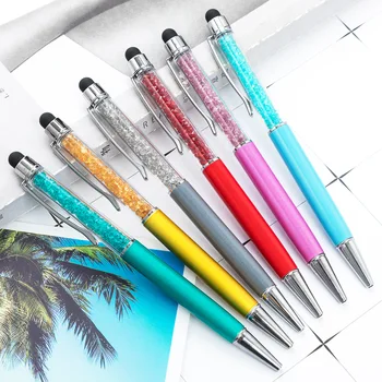 25 ШТ. Металлическая ручка, хрустальная шариковая ручка, алмазная емкостная ручка, рекламная ручка с пользовательским логотипом, многоцветная шариковая ручка оптом - Изображение 1  