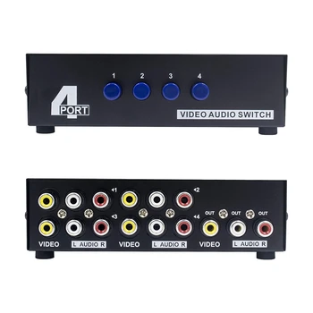 2X 4-портовый AV-коммутатор, RCA-переключатель, 4 входа 1 выхода, коробка выбора композитного видео L / R аудио для игровых приставок DVD STB - Изображение 1  