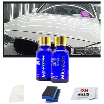 2ШТ 9-часовое жидкое керамическое покрытие для автомобиля, набор супергидрофобных стеклянных покрытий, полисилоксан и наноматериалы Для полировки автомобилей - Изображение 1  