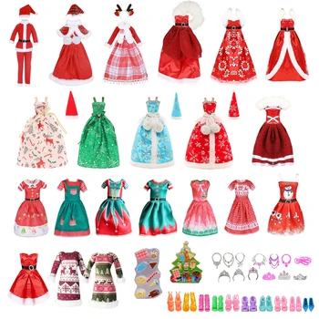 3 ШТ Кукольная одежда Рождественское платье Аксессуары для кукол Одежда для куклы Барби Одежда 1/6 BJD Аксессуары для кукол Игрушки для девочек Подарки - Изображение 1  