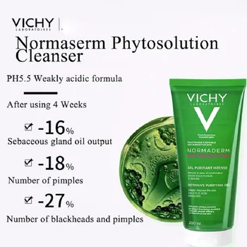 3ШТ Vichy Normaderm Phytosolution Очищающий гель 200 мл Глубоко очищающий жир Улучшает состояние кожи Увлажняет Успокаивает чувствительную кожу - Изображение 2  