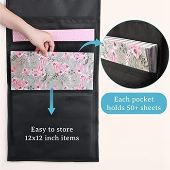 3шт бумажных подвесных пакетов для хранения вырезок 12 X 12 дюймов с дверными крючками для скрапбукинга, картона - Изображение 2  