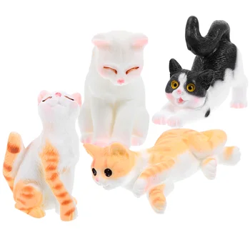 4 шт. модель мини-кошки, миниатюрная фигурка кошки, Микроландшафтный сад, мини-статуэтка животного - Изображение 1  