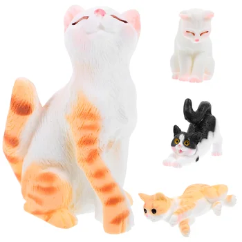 4 шт. модель мини-кошки, миниатюрная фигурка кошки, Микроландшафтный сад, мини-статуэтка животного - Изображение 2  