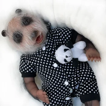45 см Кукла-Реборн Панда Реалистичное Мягкое на ощупь приятное тело Новорожденная кукла Коллекционные художественные Подарки для взрослых - Изображение 1  