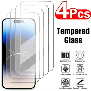 4ШТ Защитное Стекло с Полным Покрытием Для iPhone 15 14 13 12 11 Pro Max Защитная Пленка Для Экрана На iPhone Se20 X XR Xs Max 6S 7 8 Plus Glass - Изображение 1  
