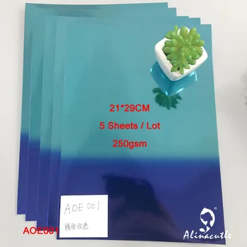 5 листов зеркального двухцветного синего картона Формата А4 250гсм Бумага для скрапбукинга фоновая бумага для рукоделия Alinacraft - Изображение 1  