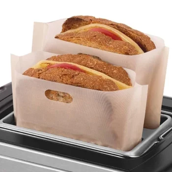 5 шт./компл. Многоразовый пакет для тостера, пакеты для сэндвичей, тосты из стекловолокна, Разогрев в микроволновой печи, Антипригарный пакет для хлеба, принадлежности для выпечки - Изображение 2  