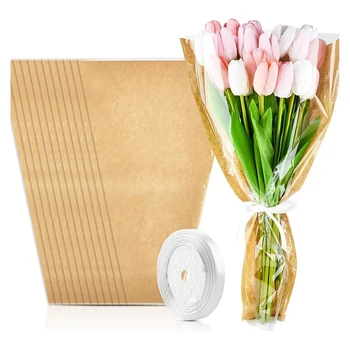 50 ШТ Цветочных упаковочных пакетов из Крафт-бумаги для свадьбы, Дня Святого Валентина - Изображение 1  