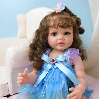 55 см Куклы Бетти Реборн Силиконовая девочка с полным телом Реалистичная 3D Кожа С вьющимися волосами Множество Детализированных Видимых Вен Художественная кукла - Изображение 2  