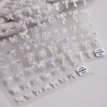 5D Модные наклейки для ногтей с бантом Дизайн Маникюра Кристалл Алмаза Самоклеящиеся Украшения Жемчужный Бант Наклейки - Изображение 2  