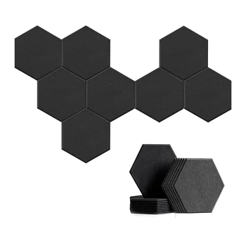 8 упаковок самоклеящейся шестиугольной акустической панели, звукопоглощающей панели для студий/студий звукозаписи/ офисов, черная - Изображение 1  
