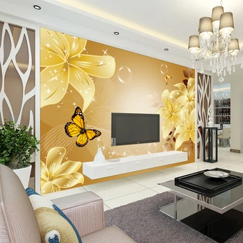 beibehang Пользовательские обои 3d фотообои золотая лилия ТВ фон стены гостиная спальня фреска papel de parede 3d обои - Изображение 2  