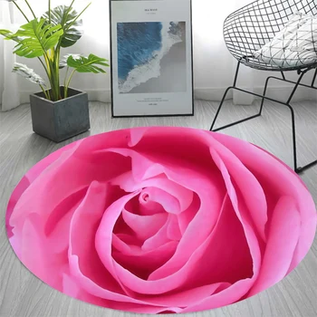 CLOOCL Новый фланелевый круглый ковер, Красивый розовый коврик для гостиной, спальни, противоскользящий коврик для ног, Элегантный декор дамской комнаты - Изображение 1  