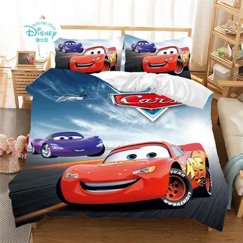 Disney New Red Lightning McQueen Cars Комплект Постельных Принадлежностей Single Queen King Size Для Мальчиков, Пододеяльник Для Детской Спальни, Рождественский Подарок На День Рождения - Изображение 2  
