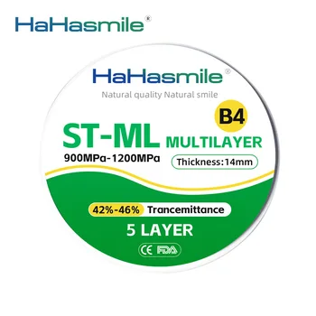 HaHasmile ST-ML98-B4 Циркониевые Блоки Стоматологический Цирконий 98 мм Суперпрозрачные Стоматологические Циркониевые Диски 5 Слоев - Изображение 1  