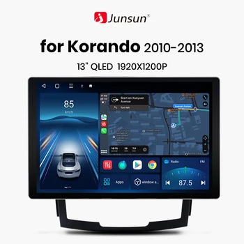 Junsun X7 MAX 13,1 “2K AI Voice Беспроводная автомагнитола CarPlay Android Auto для SsangYong Korando 3 2010 - 2013 2013-2017 автомагнитола - Изображение 1  