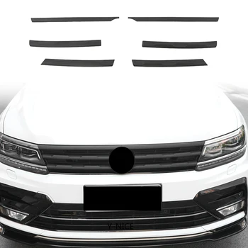 LHD для Tiguan L 2017-2021 Матово-черная сетка переднего бампера, центральная решетка радиатора, молдинги для гриля, накладка на крышке - Изображение 2  