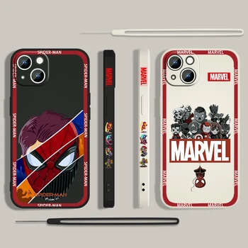 Marvel Человек-Паук Халк герой Чехол Для iPhone 14 13 12 11 Pro Max Plus XS XR X 8 7 SE Жидкая Левая Веревка Цветная Крышка Apple - Изображение 1  