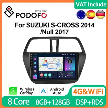 Podofo 4G CarPlay Android Радио Для Suzuki S-Cross 2014-2017 Автомобильный Мультимедийный Плеер 2din GPS Стерео Головное Устройство Ai Voice Авторадио - Изображение 1  