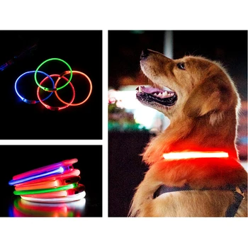 USB-зарядка, Ошейник для собак, Светодиодное Ночное Свечение, Светящийся Мигающий Водонепроницаемый Ожерелье для домашних Животных, Принадлежности для ночной безопасности собак на открытом воздухе - Изображение 2  