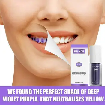 V34 Отбеливающая Фиолетовая Зубная паста для освежения дыхания 30 мл Удаляет пятна Уменьшает Пожелтение Зубная паста Для зубов десен Ухода за полостью рта - Изображение 2  