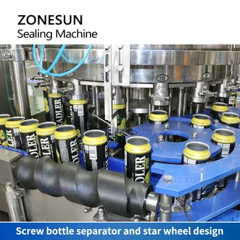 Автоматическая Линия для консервирования пива ZONESUN, Машина для наполнения и запечатывания Жестяных банок, Изобатическая Машина для наполнения консервных банок ZS-CFS18-4 - Изображение 2  