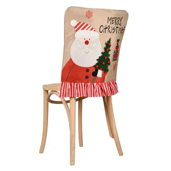 Автоматические Рождественские чехлы на стулья для столовой, съемный моющийся чехол для стула, домашний декор для праздничной вечеринки, Защита сиденья - Изображение 1  