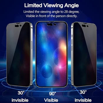 Антишпионское закаленное стекло твердостью 9H для iPhone 13 12 11 Pro Max - Изображение 2  