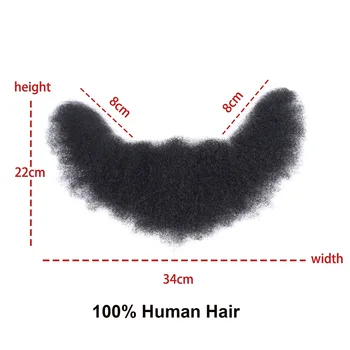 Афро-кудрявая борода для лица, человеческие волосы, усы для чернокожих мужчин, кружевная основа, реалистичный макияж, система замены бороды. - Изображение 2  
