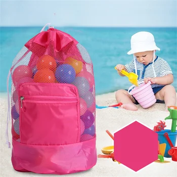 Большая вместительная складная пляжная сетчатая сумка, пляжная сумка для хранения, сумка-тоут, дорожный органайзер для игрушек, сумка для мелочей, Портативный рюкзак для хранения - Изображение 2  
