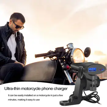 Быстрое зарядное устройство для мотоцикла USB Для быстрой зарядки мобильного телефона Крепление на руль Водонепроницаемый Держатель для телефона для мотоцикла и велосипеда Быстрое зарядное устройство - Изображение 2  