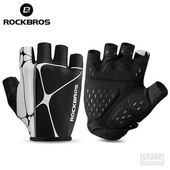 Велосипедные перчатки ROCKBROS, дышащие, светоотражающие на половину пальца, горный велосипед, Утолщенное силиконовое амортизирующее Велосипедное снаряжение - Изображение 2  