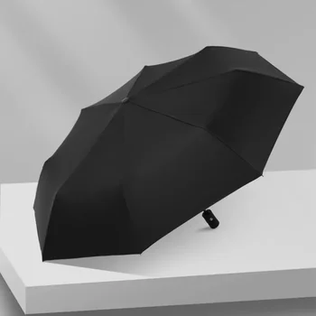 Виниловый автоматический зонт с тремя складками и восемью костями, зрелые мужчины, деловые, дождь и солнце двойного назначения - Изображение 2  