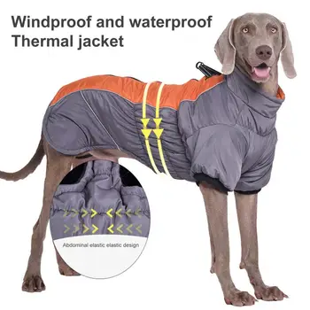 Водонепроницаемая одежда для больших собак, Светоотражающий дизайн, Зимнее пальто для собак, теплый Светоотражающий плащ, Удобная куртка для собак, Зимняя одежда для собак - Изображение 2  