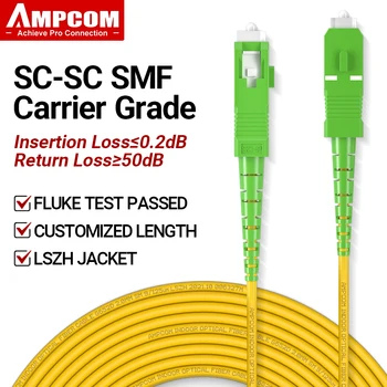 Волоконно-оптический однорежимный дуплексный соединительный кабель AMPCOM SC-SC APC SMF 9/125 мкм, нечувствительный к изгибу однорежимный волоконно-оптический шнур 2,0 мм с нечувствительностью к изгибу - Изображение 1  