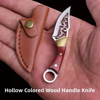 Выдалбливаемый нож Мини-изогнутый нож из цветного дерева, острый Портативный брелок для ключей, нож для разборки и вскрытия коробки для доставки - Изображение 1  