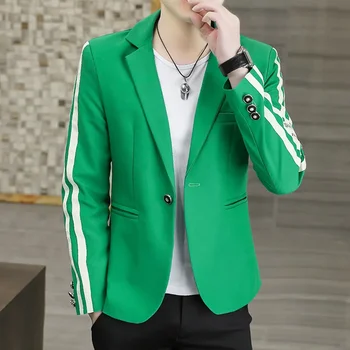 Высококачественный блейзер, мужская Корейская версия, Молодежная мода, Простой деловой Элегантный Модный Повседневный пиджак для джентльмена - Изображение 1  