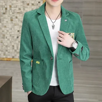 Высококачественный блейзер, мужская Корейская версия, Молодежная мода, Простой деловой Элегантный Модный Повседневный пиджак для джентльмена - Изображение 2  