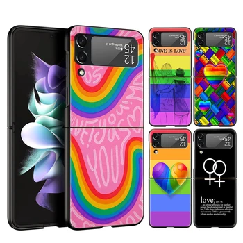 Гей Лесбиянка ЛГБТ Rainbow Pride ART Жесткий Чехол Для телефона Samsung Galaxy Z Flip 4 5 Черный Чехол Для Galaxy Z Flip3 Складной Чехол - Изображение 1  